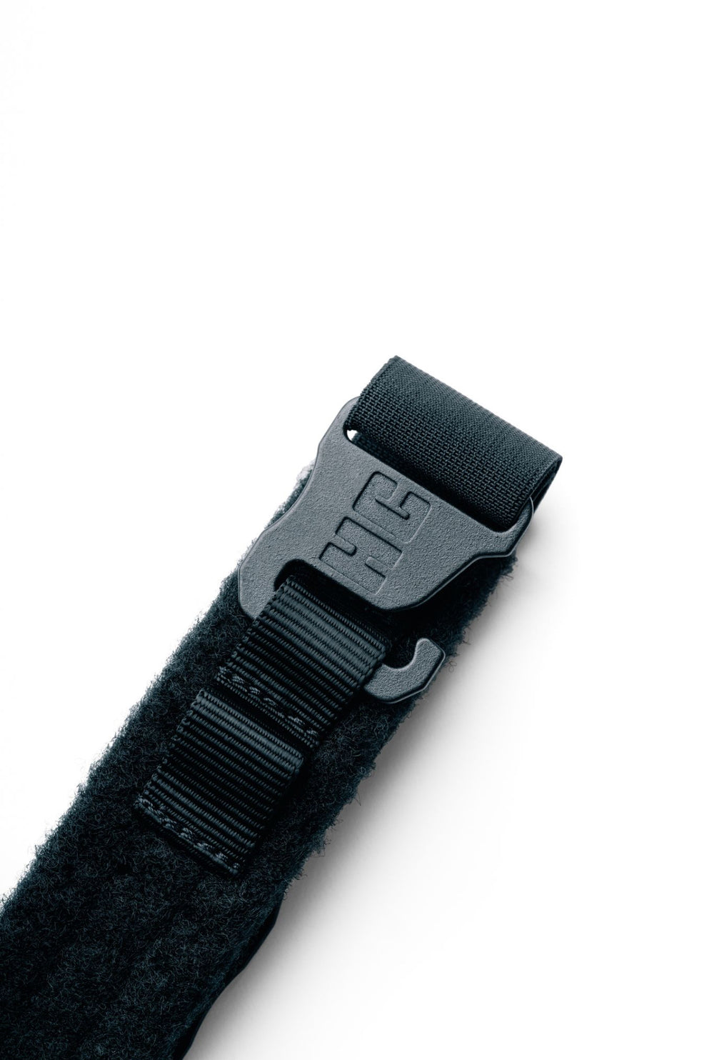 Black BLEM Constantine Concealed Velcro Belt by AYCHE, showing the strap with Velcro closure and sleek design.