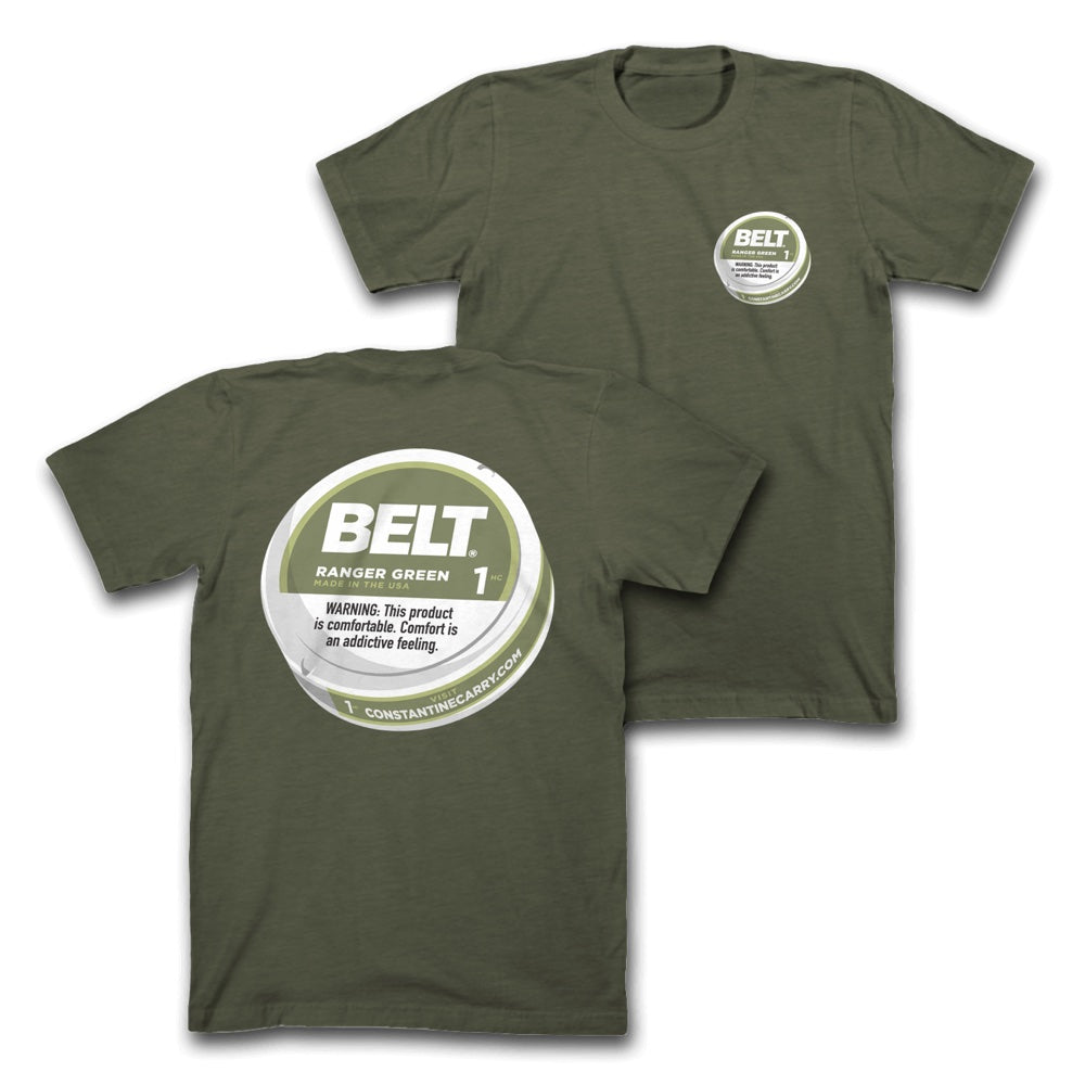 Green Comfort Is Addictive T-shirt by Hunter Constantine, casual apparel featuring a relaxed fit and soft fabric, perfect for everyday wear.