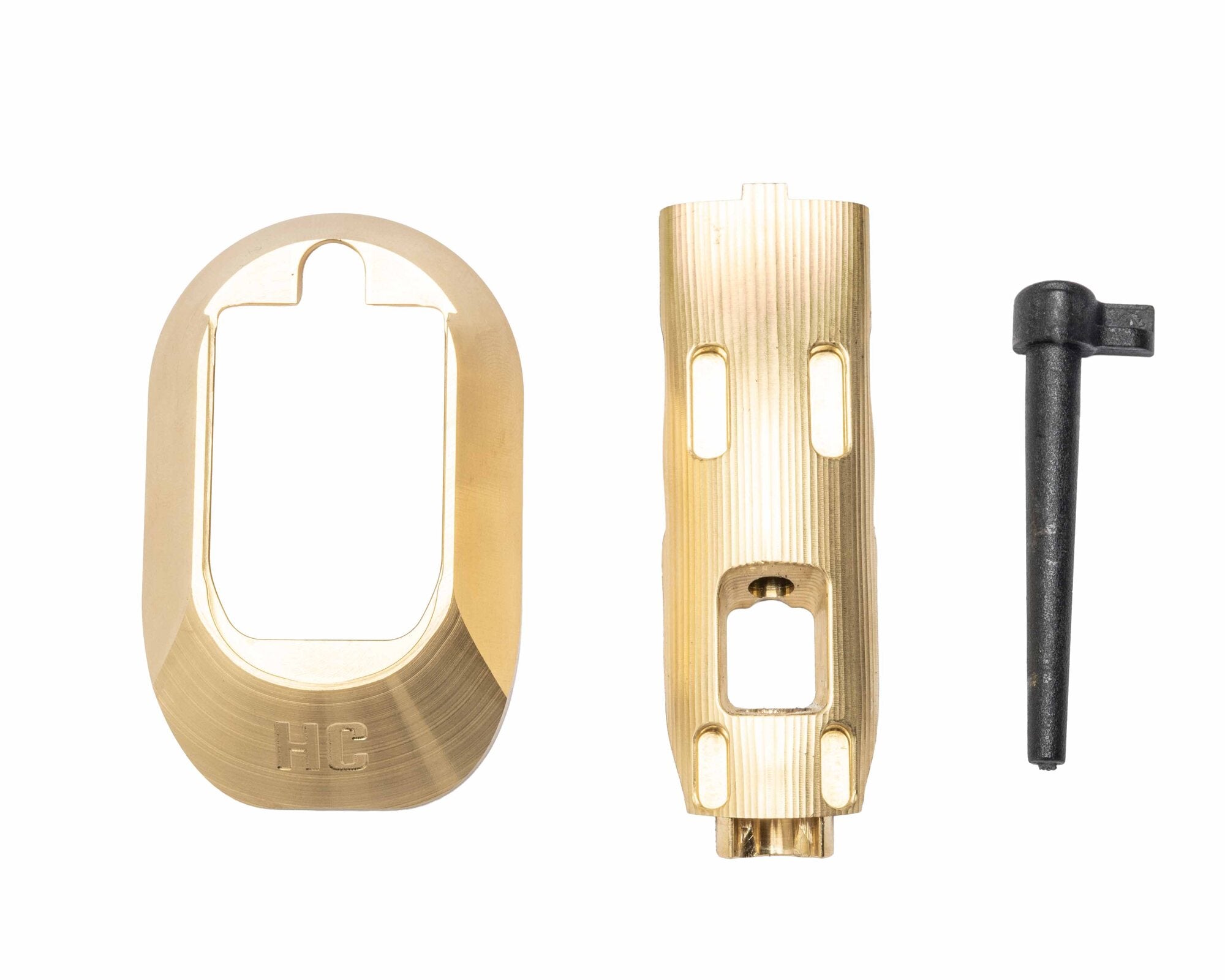 Serialized brass grip insert and magwell combo for a steel-frame Smith & Wesson M&P