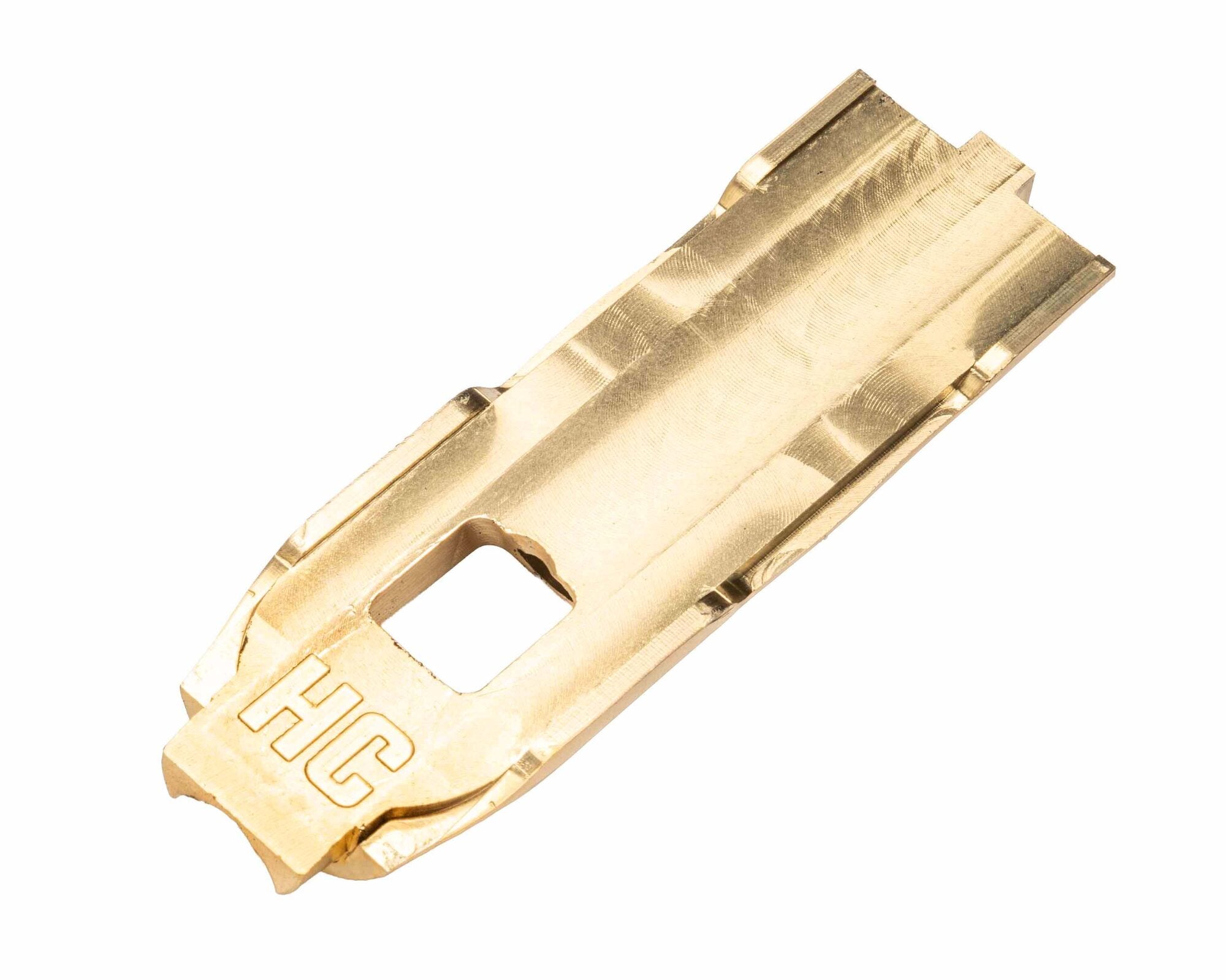 Side view of the brass grip insert for a full-size metal-frame Smith & Wesson M&P