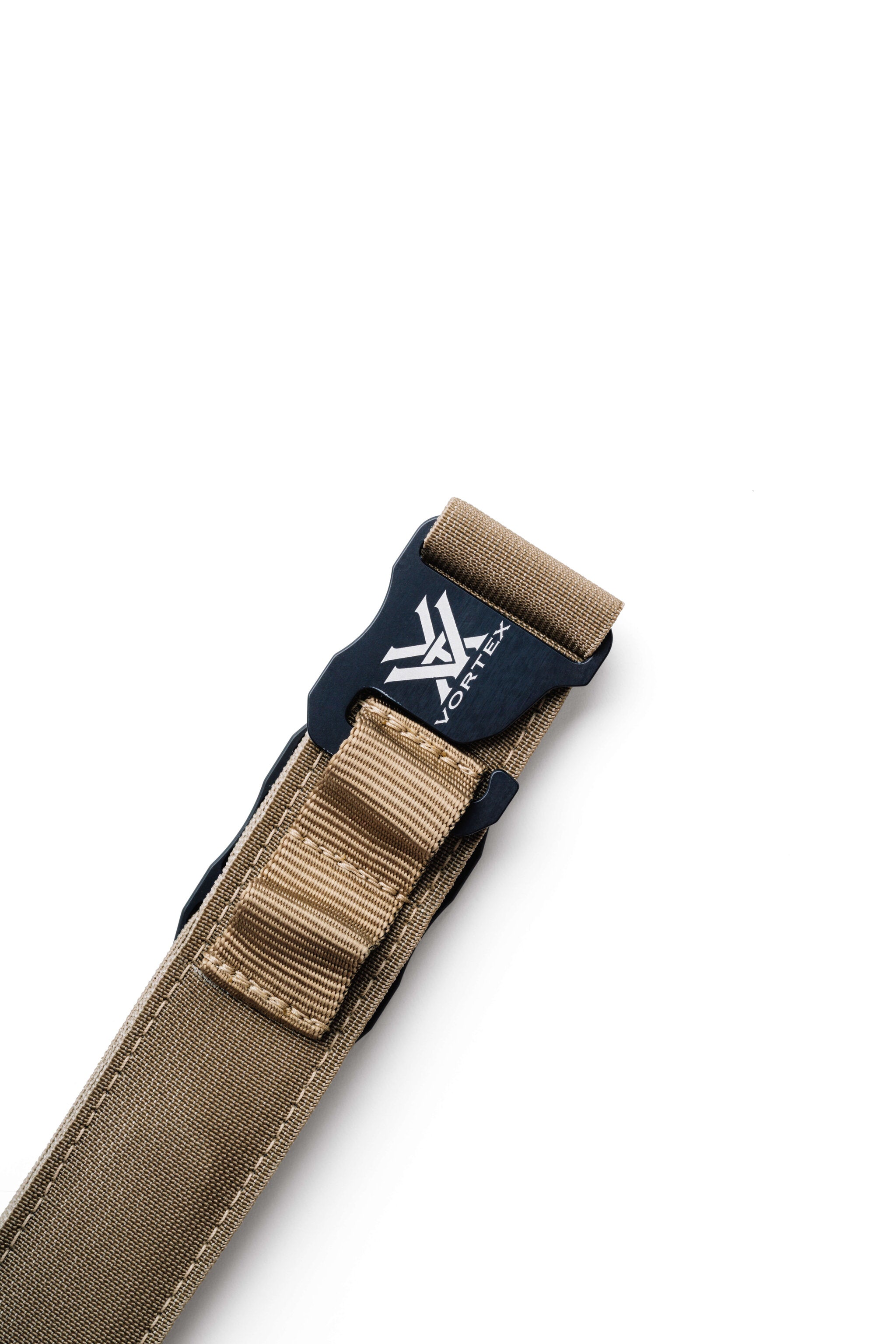 FDE Vortex x HC collab belt with a close up of the buckle